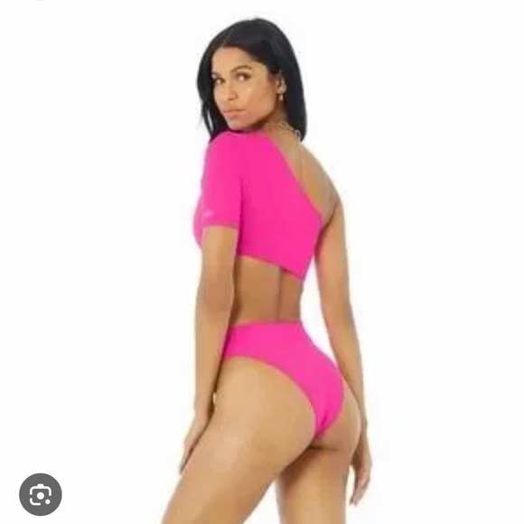 Alo yoga pink body wave cut out one piece swimsuit Xxs - Picture 2 of 3